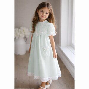 RARE Vintage Heirloom 1970's Gunne Sax Girls Dress Size 4/5 Mint Green GORGEOUS